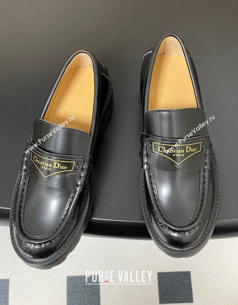Dior Boy Platform Loafers in Brushed Calfskin Leather Black 2025 1029 (MD-251029076)