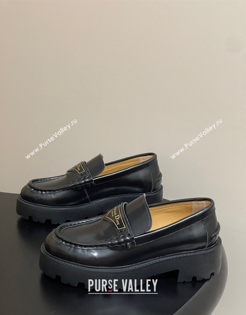 Dior Boy Platform Loafers in Brushed Calfskin Leather Black 2025 1029 (MD-251029076)