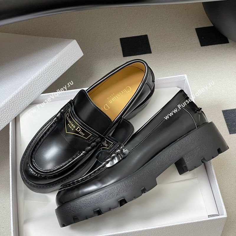 Dior Boy Platform Loafers in Brushed Calfskin Leather Black 2025 1029 (MD-251029076)