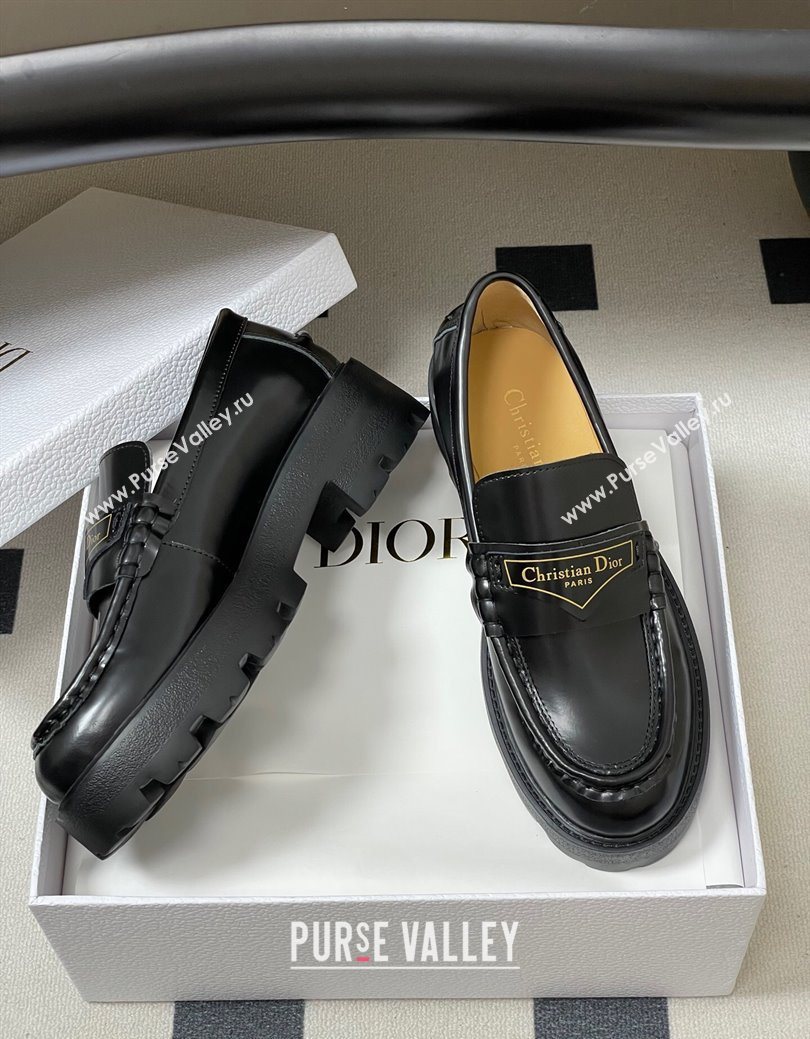 Dior Boy Platform Loafers in Brushed Calfskin Leather Black 2025 1029 (MD-251029076)