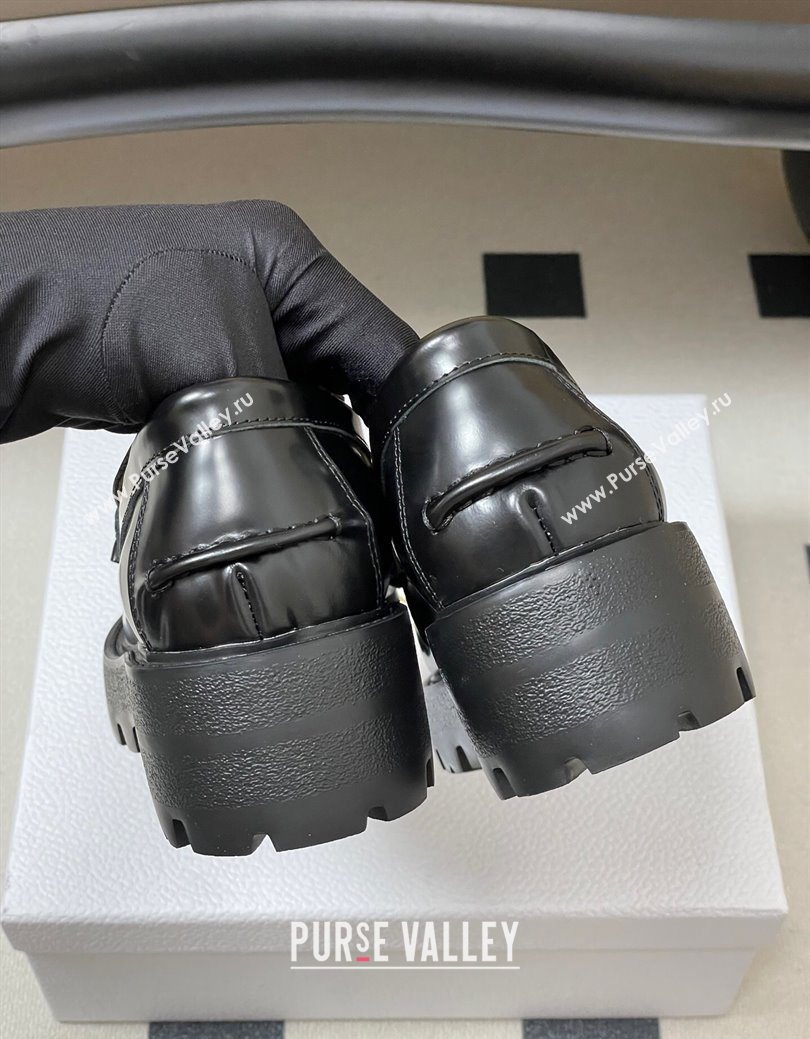 Dior Boy Platform Loafers in Brushed Calfskin Leather Black 2025 1029 (MD-251029076)