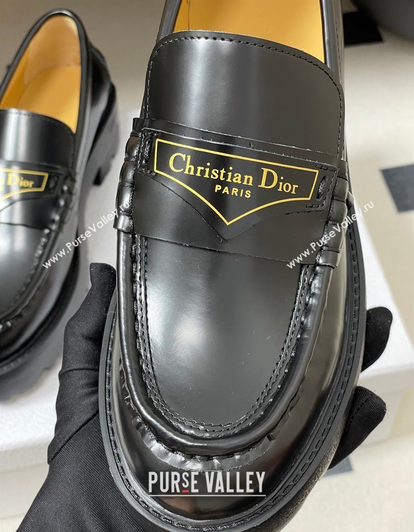 Dior Boy Platform Loafers in Brushed Calfskin Leather Black 2025 1029 (MD-251029076)