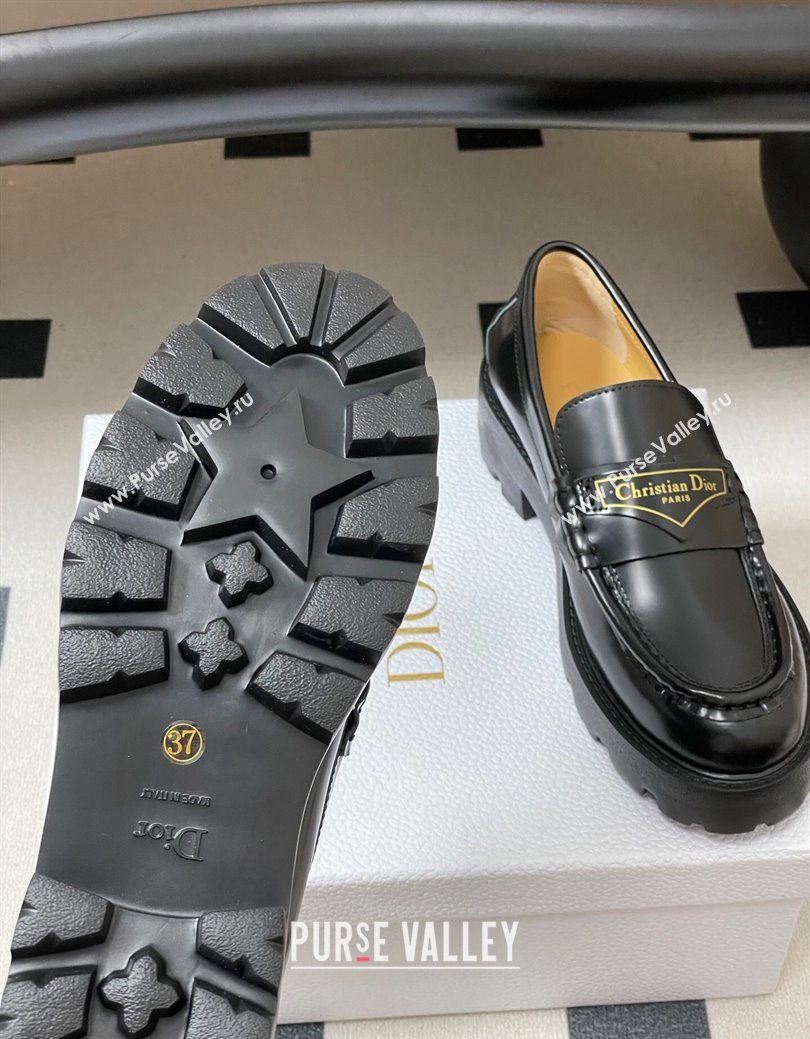 Dior Boy Platform Loafers in Brushed Calfskin Leather Black 2025 1029 (MD-251029076)