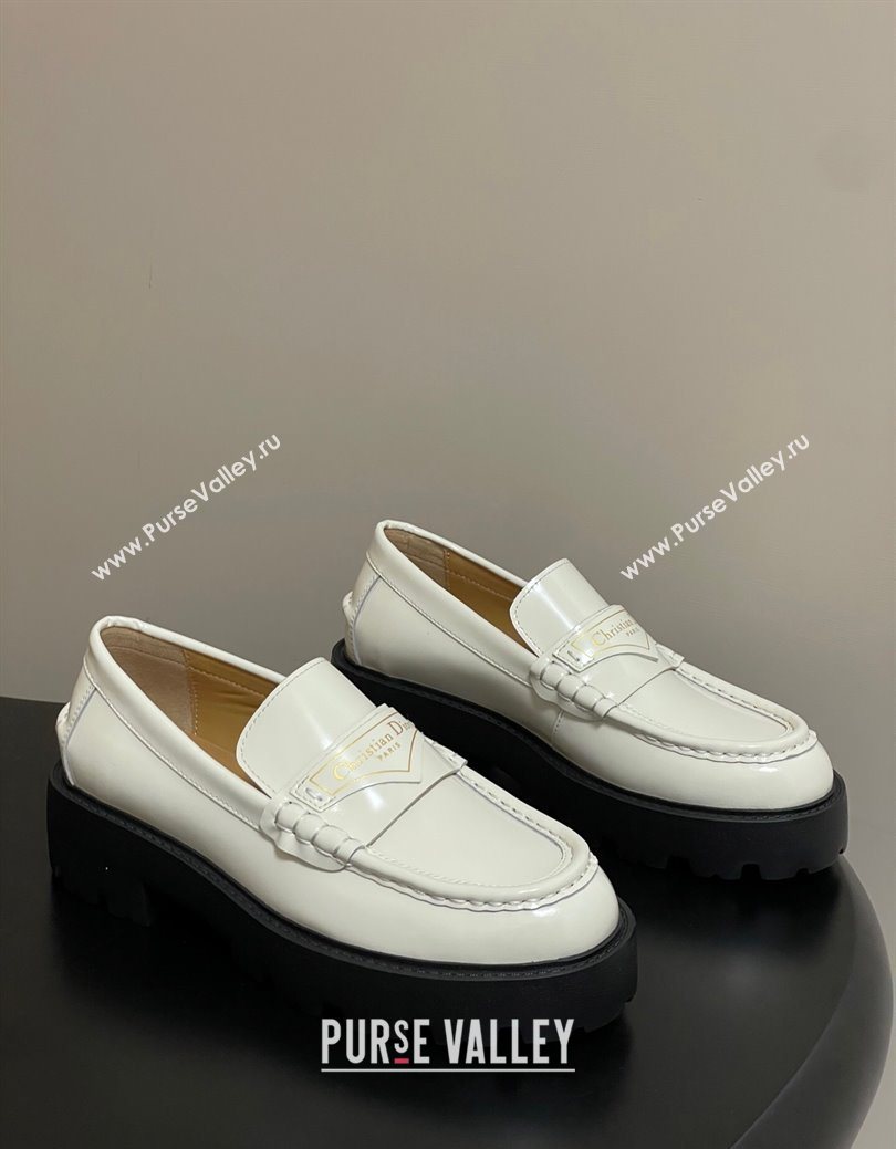 Dior Boy Platform Loafers in Brushed Calfskin Leather White 2025 1029 (MD-251029077)