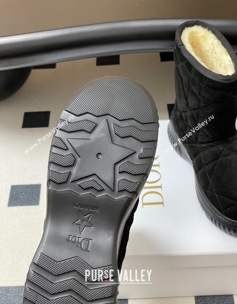 Dior DiorAlps Frost Ankle Boots in Cannage Suede and Wool Black 2025 1029 (MD-251029004)
