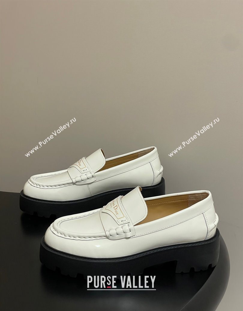 Dior Boy Platform Loafers in Brushed Calfskin Leather White 2025 1029 (MD-251029077)