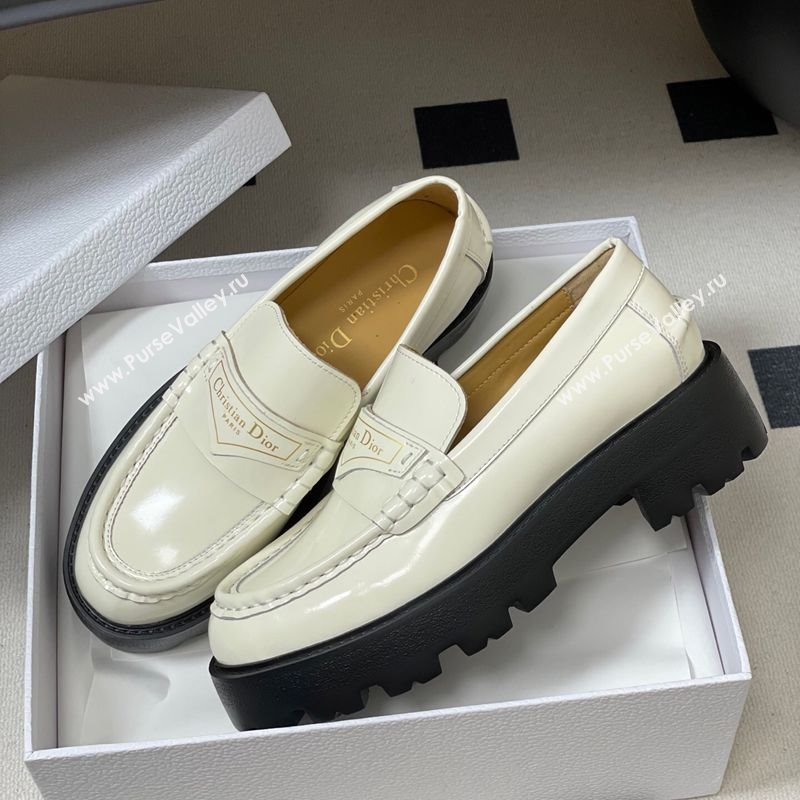 Dior Boy Platform Loafers in Brushed Calfskin Leather White 2025 1029 (MD-251029077)