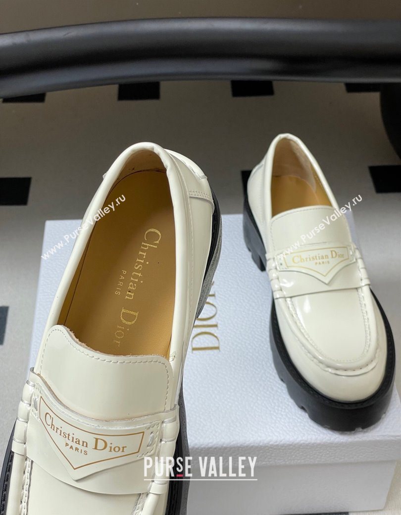 Dior Boy Platform Loafers in Brushed Calfskin Leather White 2025 1029 (MD-251029077)