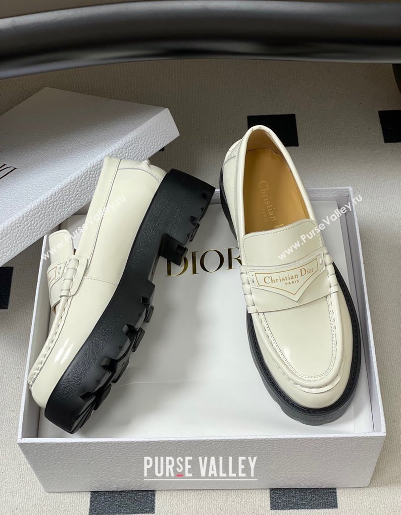 Dior Boy Platform Loafers in Brushed Calfskin Leather White 2025 1029 (MD-251029077)