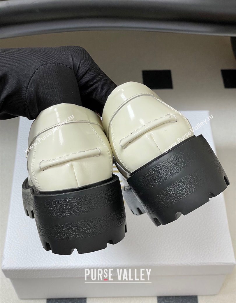 Dior Boy Platform Loafers in Brushed Calfskin Leather White 2025 1029 (MD-251029077)