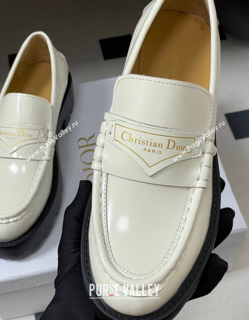 Dior Boy Platform Loafers in Brushed Calfskin Leather White 2025 1029 (MD-251029077)