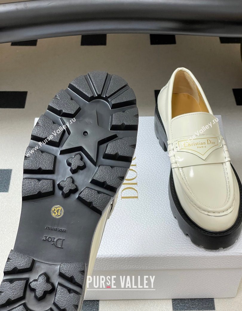 Dior Boy Platform Loafers in Brushed Calfskin Leather White 2025 1029 (MD-251029077)