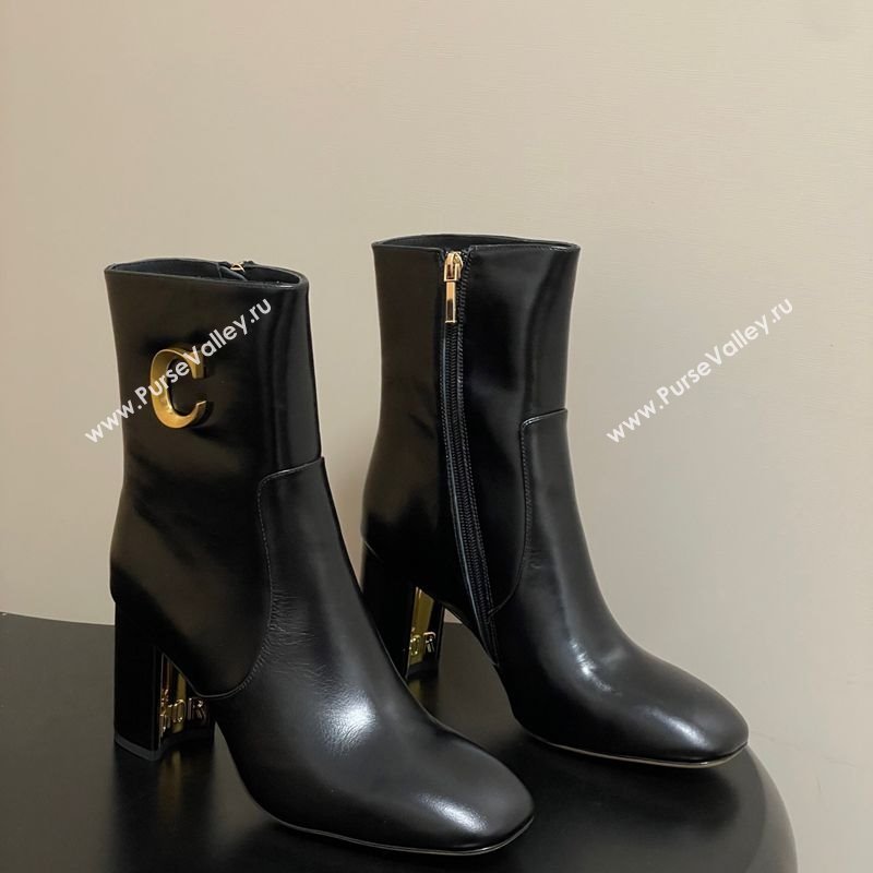 Dior D-Art Heeled Ankle Boots 8cm in Calfskin with CD Letters Black 2025 1029 (MD-251029043)
