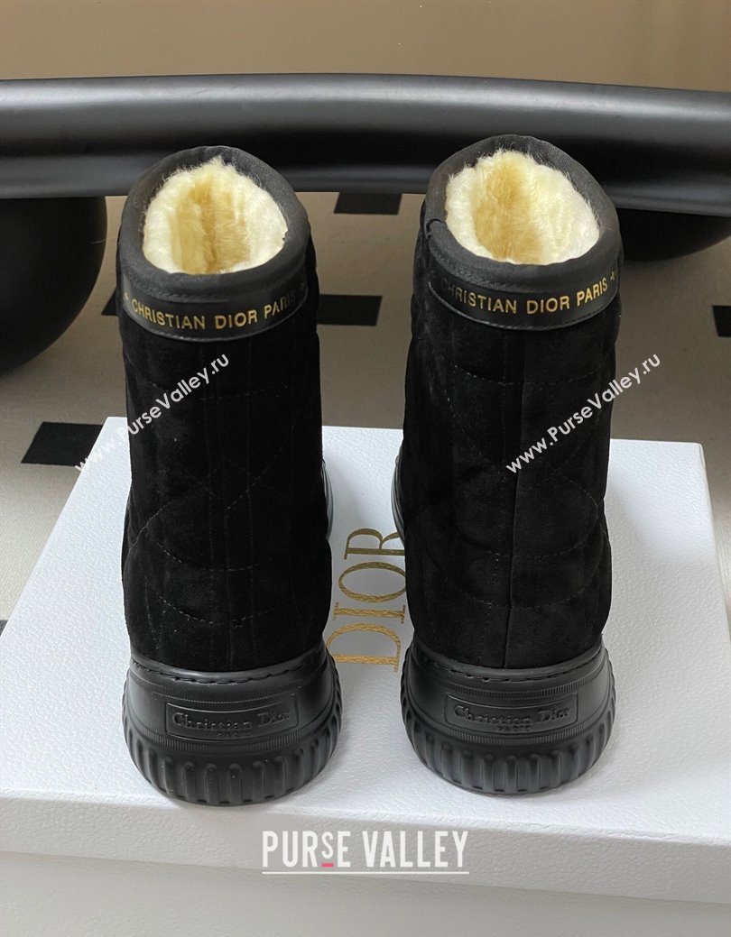 Dior DiorAlps Frost Ankle Boots in Cannage Suede and Wool Black 2025 1029 (MD-251029004)