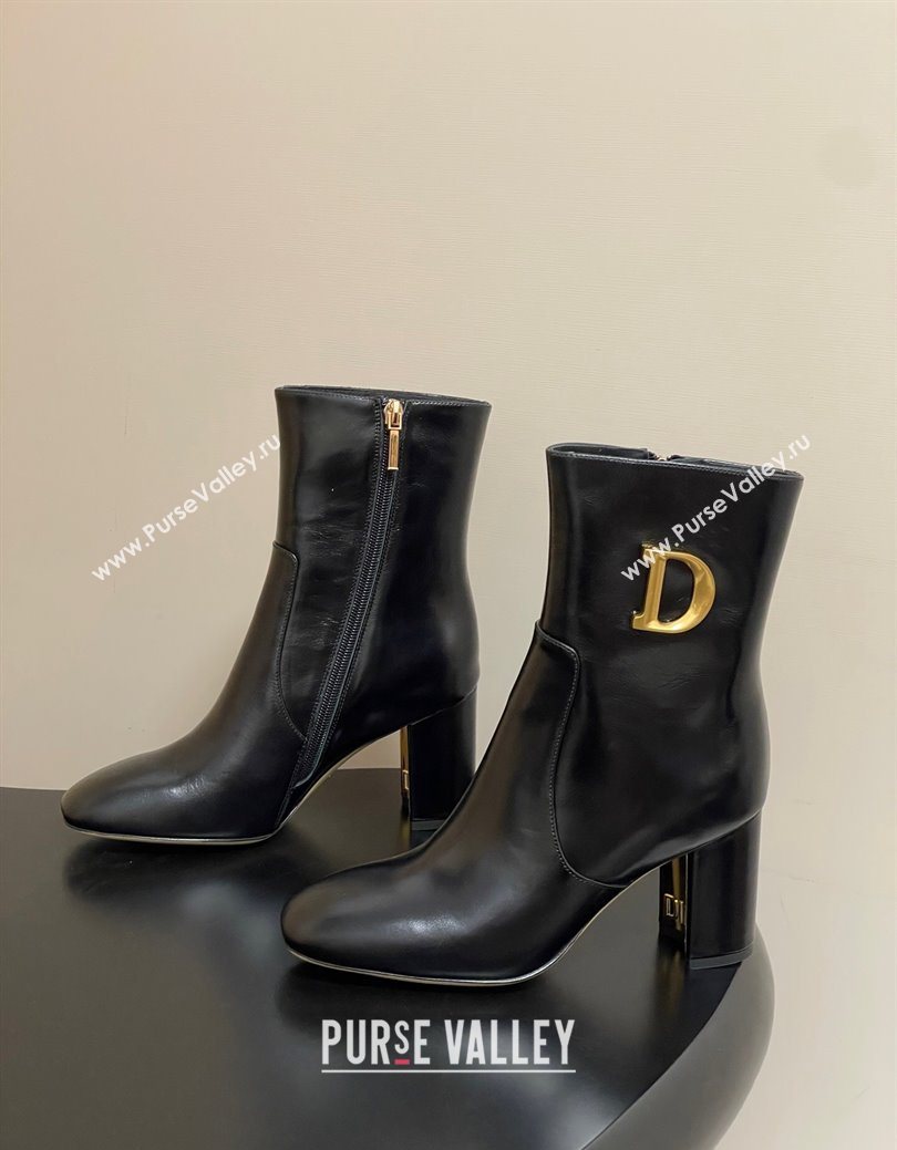 Dior D-Art Heeled Ankle Boots 8cm in Calfskin with CD Letters Black 2025 1029 (MD-251029043)