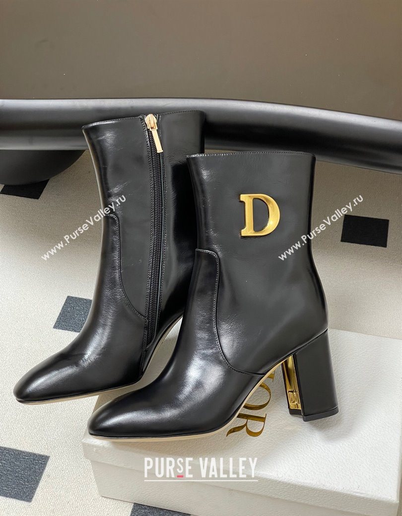 Dior D-Art Heeled Ankle Boots 8cm in Calfskin with CD Letters Black 2025 1029 (MD-251029043)
