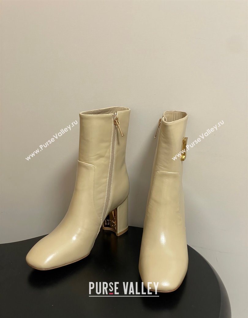 Dior D-Art Heeled Ankle Boots 8cm in Calfskin with CD Letters Beige 2025 1029 (MD-251029044)