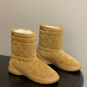 Dior DiorAlps Frost Ankle Boots in Cannage Suede and Wool Camel 2025 1029 (MD-251029005)