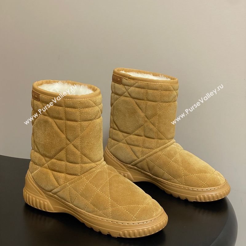 Dior DiorAlps Frost Ankle Boots in Cannage Suede and Wool Camel 2025 1029 (MD-251029005)