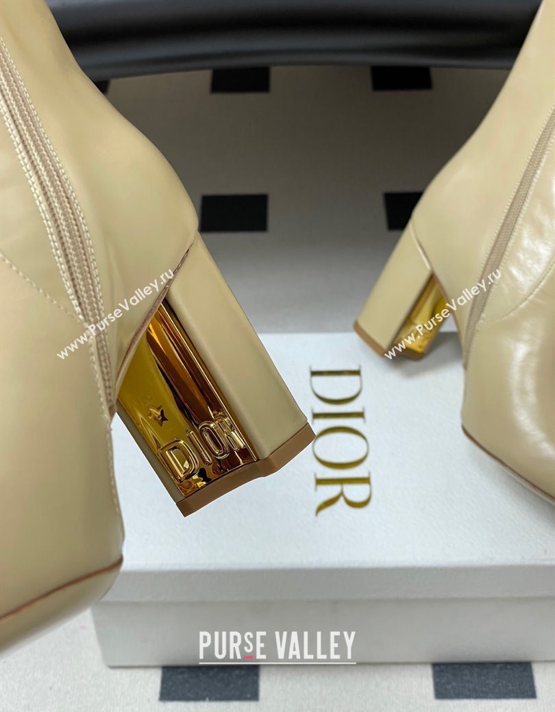 Dior D-Art Heeled Ankle Boots 8cm in Calfskin with CD Letters Beige 2025 1029 (MD-251029044)
