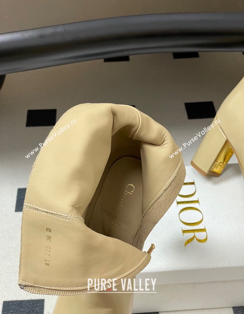 Dior D-Art Heeled Ankle Boots 8cm in Calfskin with CD Letters Beige 2025 1029 (MD-251029044)