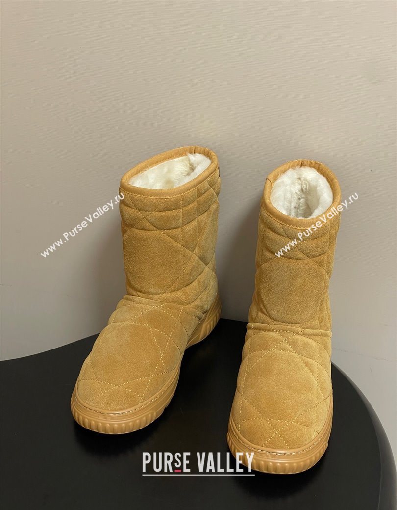 Dior DiorAlps Frost Ankle Boots in Cannage Suede and Wool Camel 2025 1029 (MD-251029005)