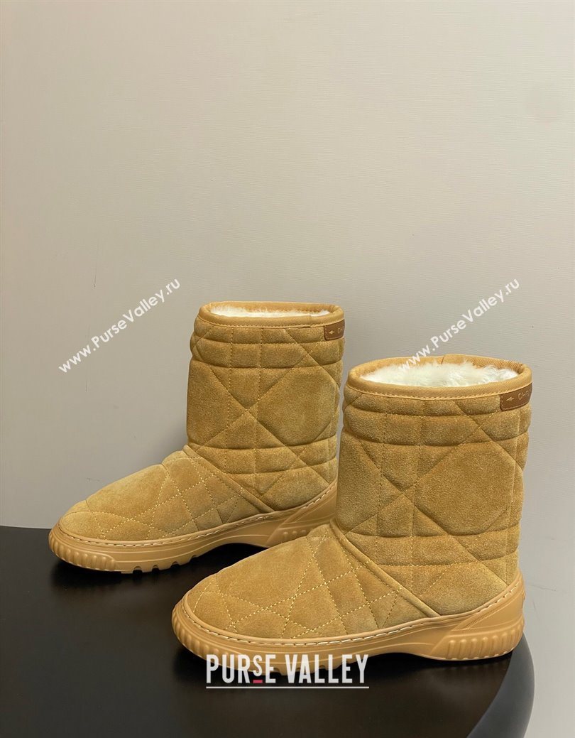 Dior DiorAlps Frost Ankle Boots in Cannage Suede and Wool Camel 2025 1029 (MD-251029005)