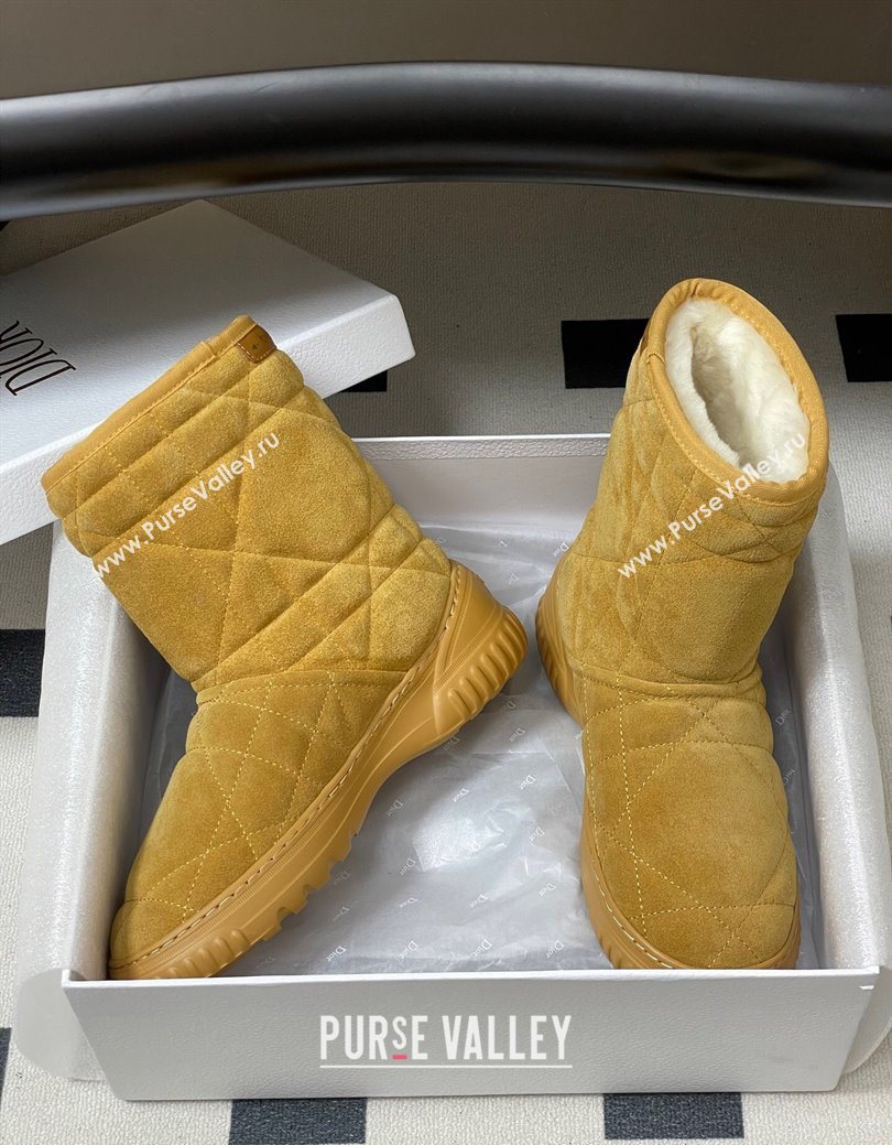 Dior DiorAlps Frost Ankle Boots in Cannage Suede and Wool Camel 2025 1029 (MD-251029005)