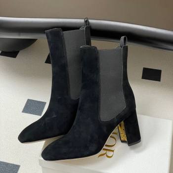 Dior D-Art Heeled Ankle Boots 8cm in Suede Black 2025 1029 (MD-251029040)