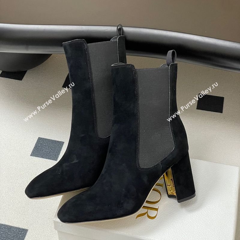 Dior D-Art Heeled Ankle Boots 8cm in Suede Black 2025 1029 (MD-251029040)