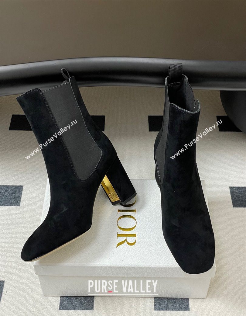 Dior D-Art Heeled Ankle Boots 8cm in Suede Black 2025 1029 (MD-251029040)