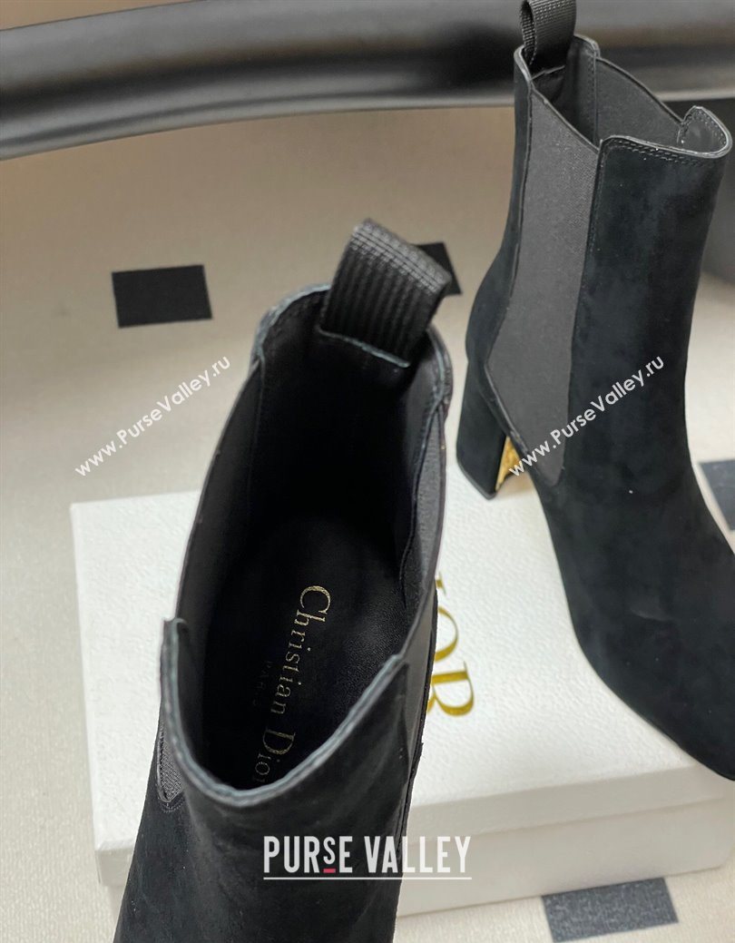Dior D-Art Heeled Ankle Boots 8cm in Suede Black 2025 1029 (MD-251029040)