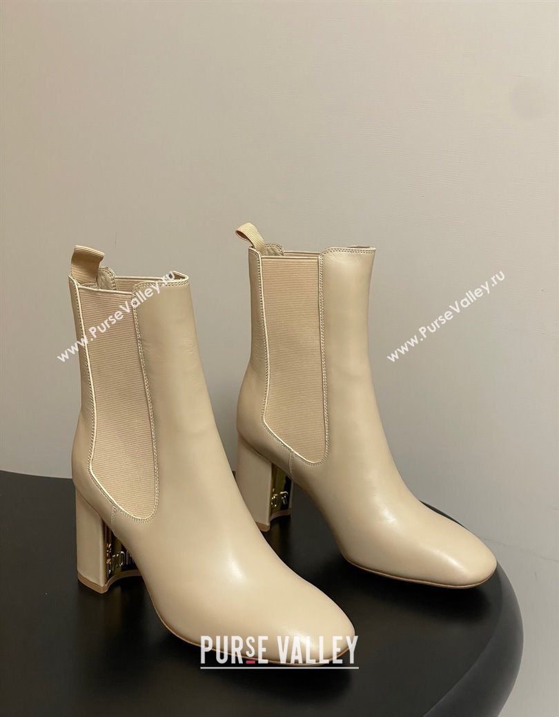 Dior D-Art Heeled Ankle Boots 8cm in Calfskin Leather Beige 2025 1029 (MD-251029041)