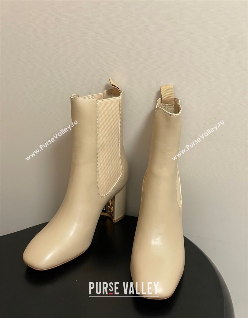Dior D-Art Heeled Ankle Boots 8cm in Calfskin Leather Beige 2025 1029 (MD-251029041)