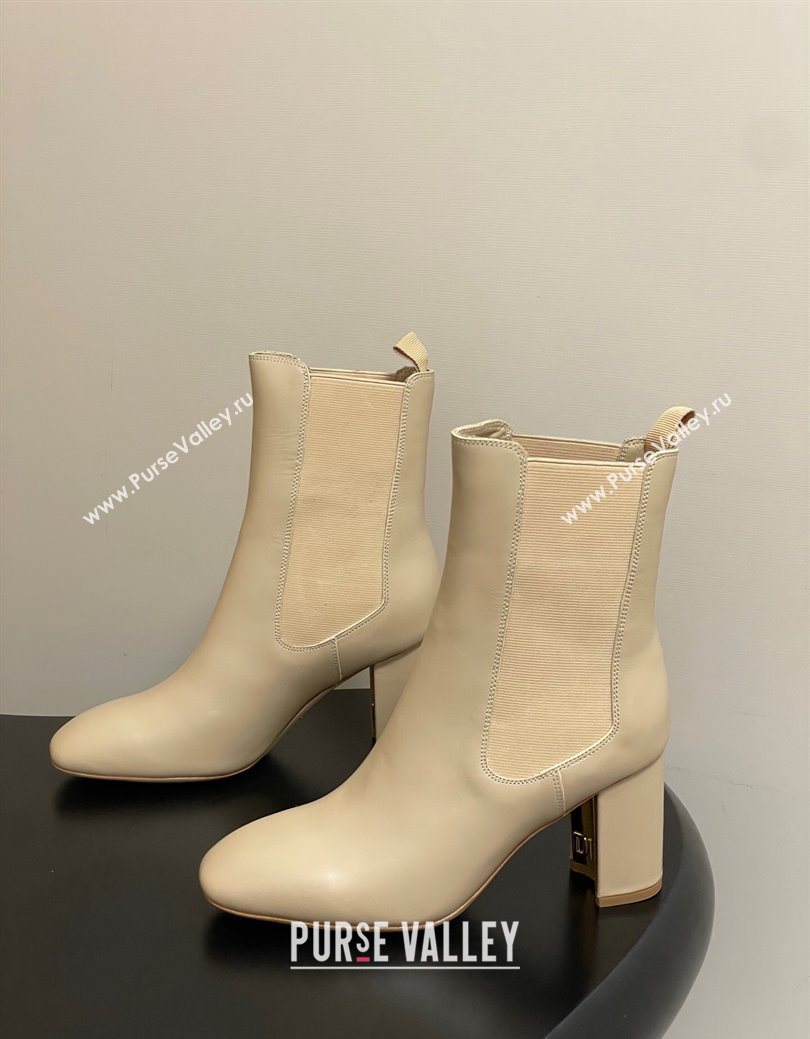 Dior D-Art Heeled Ankle Boots 8cm in Calfskin Leather Beige 2025 1029 (MD-251029041)
