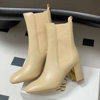 Dior D-Art Heeled Ankle Boots 8cm in Calfskin Leather Beige 2025 1029 (MD-251029041)