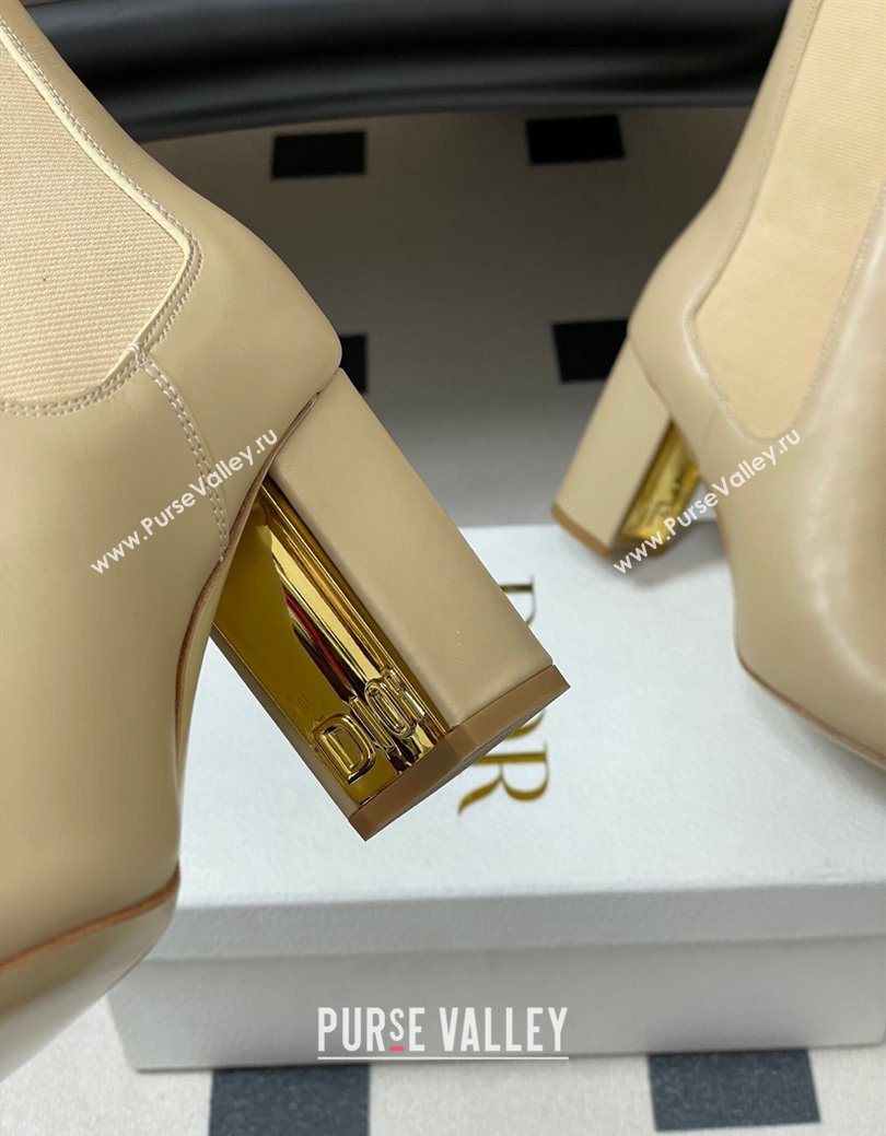 Dior D-Art Heeled Ankle Boots 8cm in Calfskin Leather Beige 2025 1029 (MD-251029041)