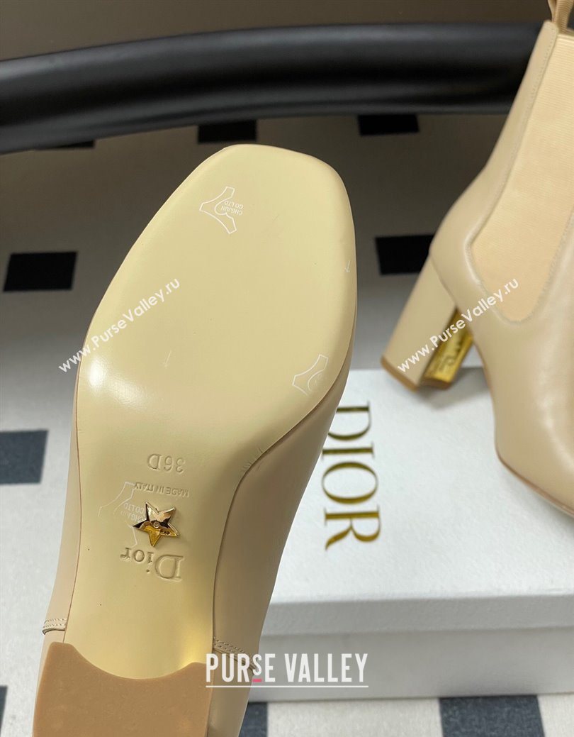 Dior D-Art Heeled Ankle Boots 8cm in Calfskin Leather Beige 2025 1029 (MD-251029041)