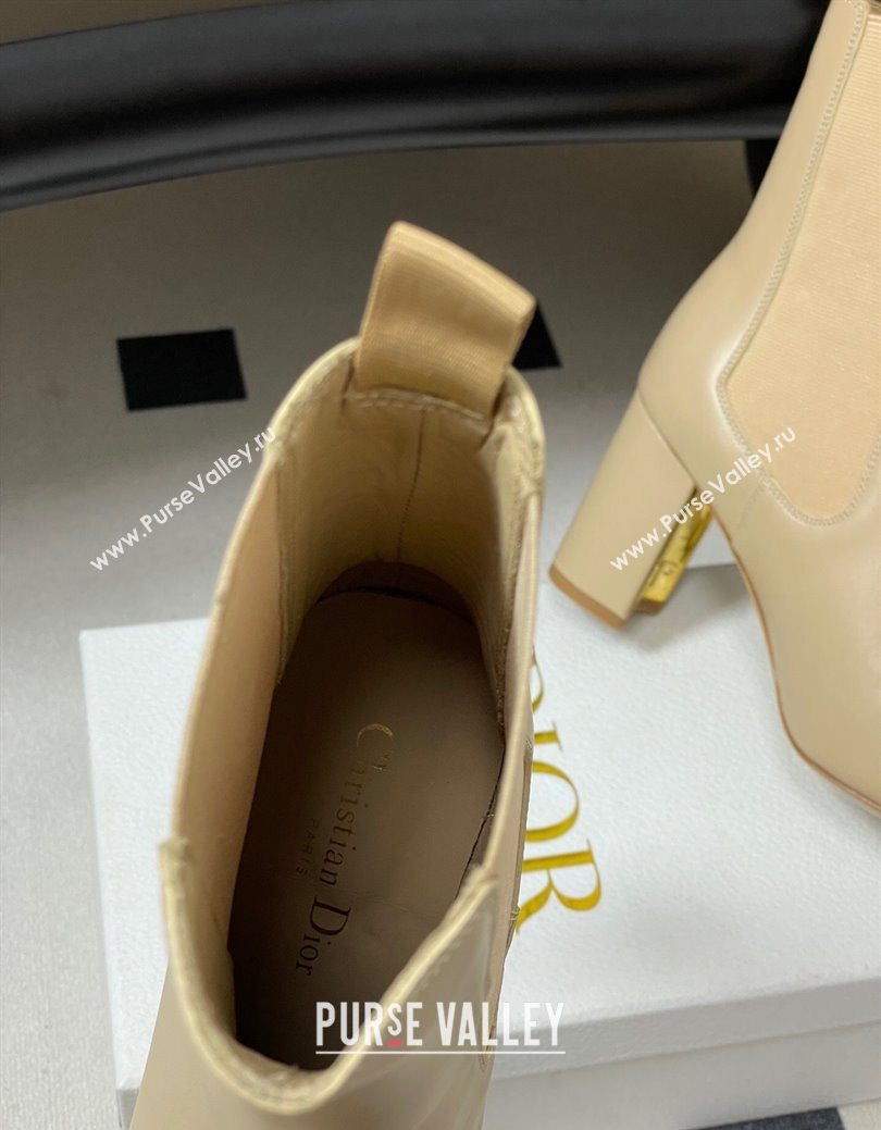 Dior D-Art Heeled Ankle Boots 8cm in Calfskin Leather Beige 2025 1029 (MD-251029041)