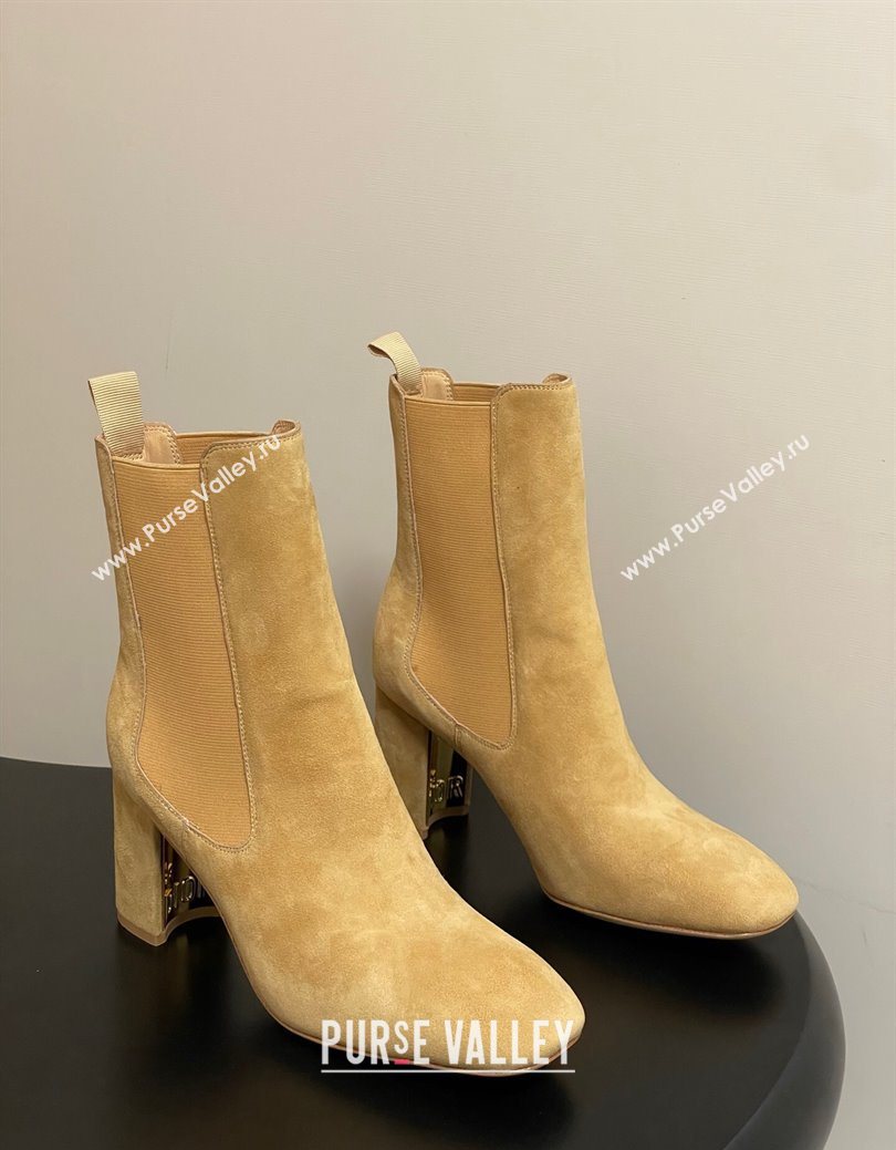 Dior D-Art Heeled Ankle Boots 8cm in Suede Yellow 2025 1029 (MD-251029042)