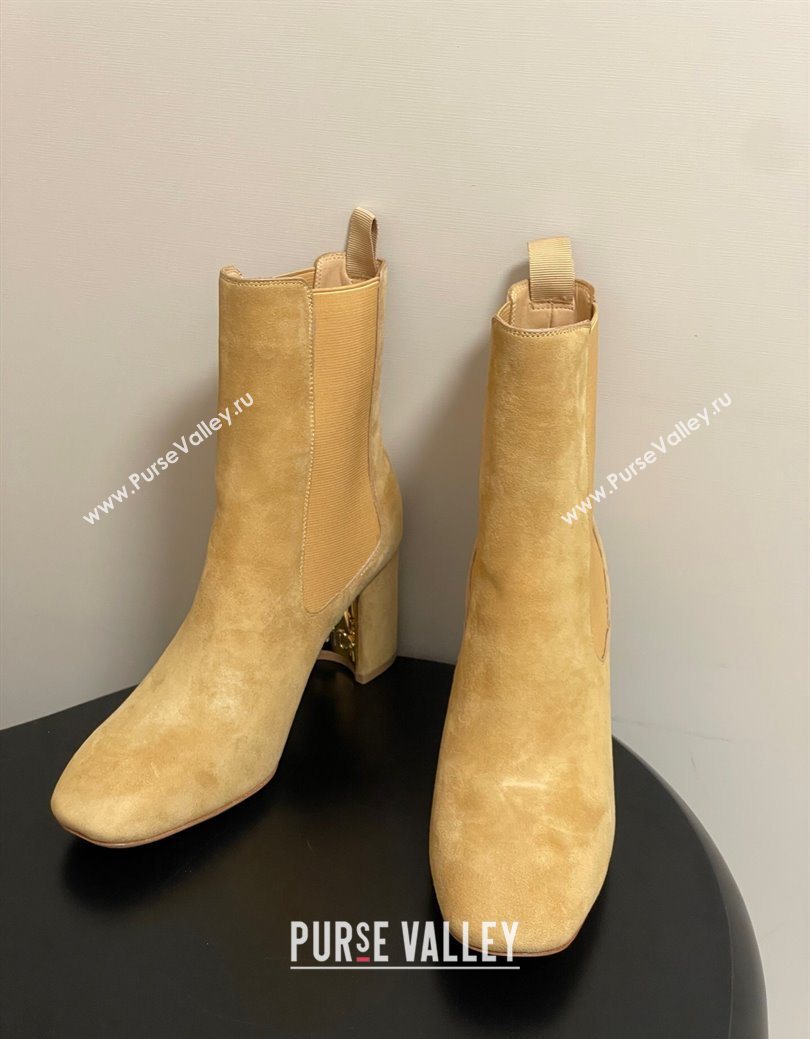 Dior D-Art Heeled Ankle Boots 8cm in Suede Yellow 2025 1029 (MD-251029042)