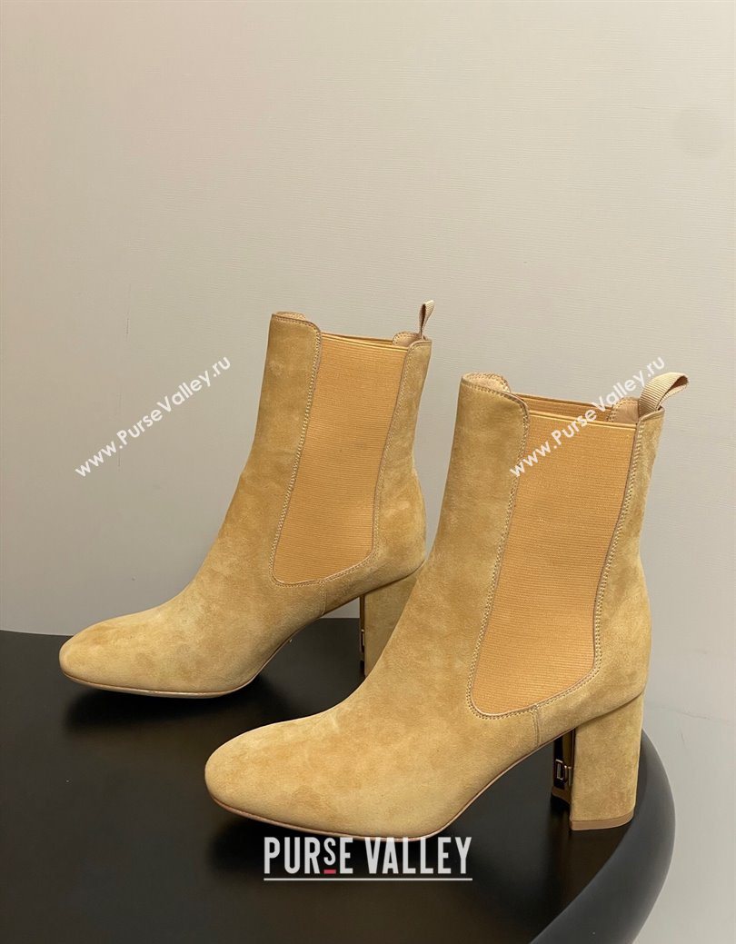 Dior D-Art Heeled Ankle Boots 8cm in Suede Yellow 2025 1029 (MD-251029042)