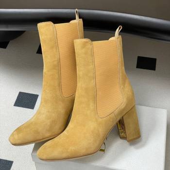 Dior D-Art Heeled Ankle Boots 8cm in Suede Yellow 2025 1029 (MD-251029042)