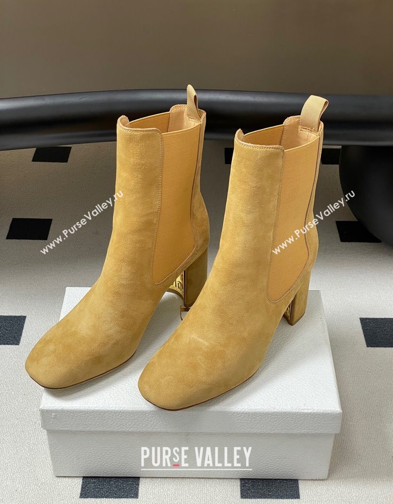 Dior D-Art Heeled Ankle Boots 8cm in Suede Yellow 2025 1029 (MD-251029042)