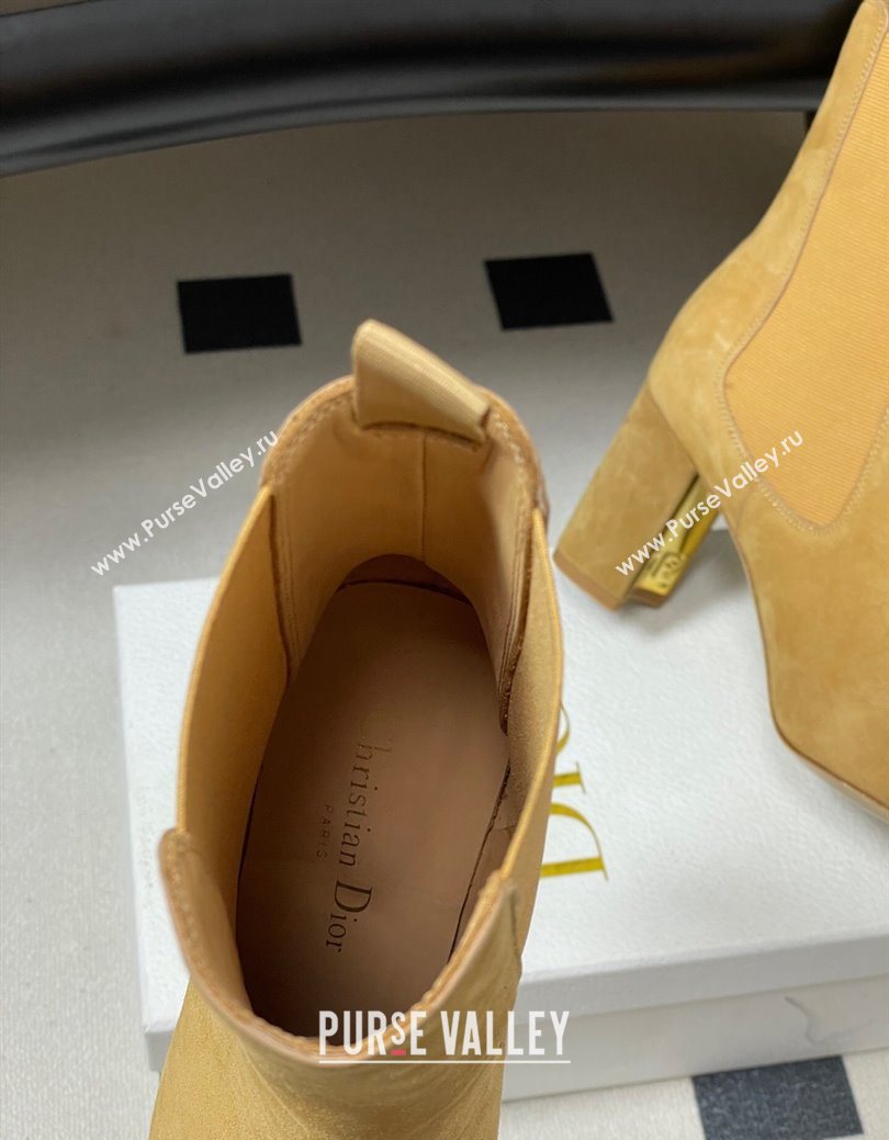 Dior D-Art Heeled Ankle Boots 8cm in Suede Yellow 2025 1029 (MD-251029042)