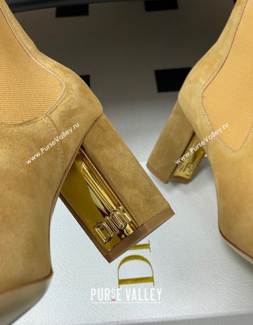 Dior D-Art Heeled Ankle Boots 8cm in Suede Yellow 2025 1029 (MD-251029042)