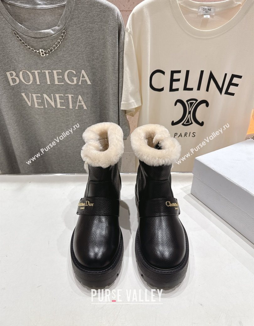 Dior DiorAlps D-Quest Ankle Boots in Black Grained Calfskin and Wool with Buckle Strap 2025 1029 (MD-251029036)