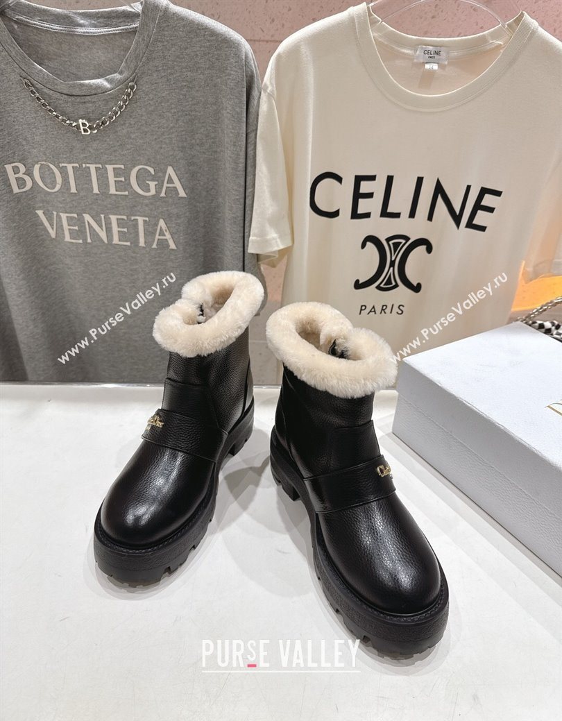 Dior DiorAlps D-Quest Ankle Boots in Black Grained Calfskin and Wool with Buckle Strap 2025 1029 (MD-251029036)