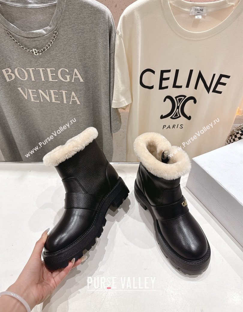 Dior DiorAlps D-Quest Ankle Boots in Black Grained Calfskin and Wool with Buckle Strap 2025 1029 (MD-251029036)