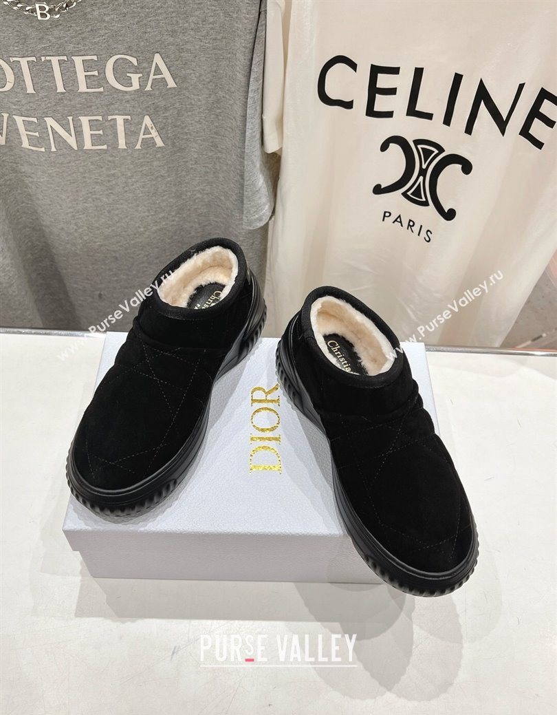 Dior Frost Low Ankle Boots in Cannage Suede and Wool Black 2025 1029 (MD-251029006)